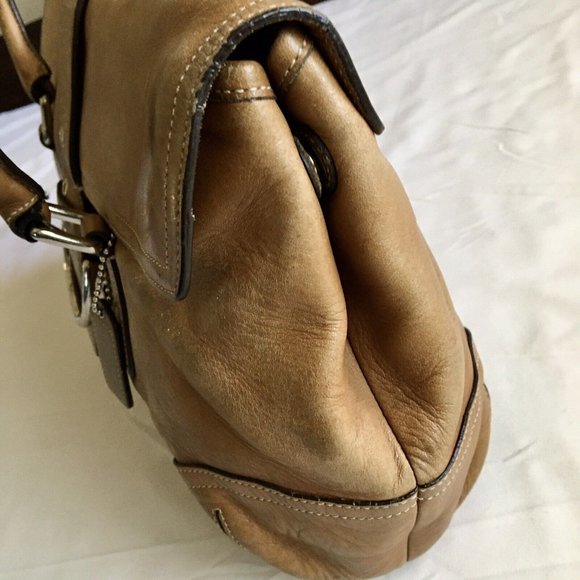 COACH Hampton‎ Soho Light Tan Genuine Leather Satchel Shoulder Bag H3S-9550 - Picture 12 of 14